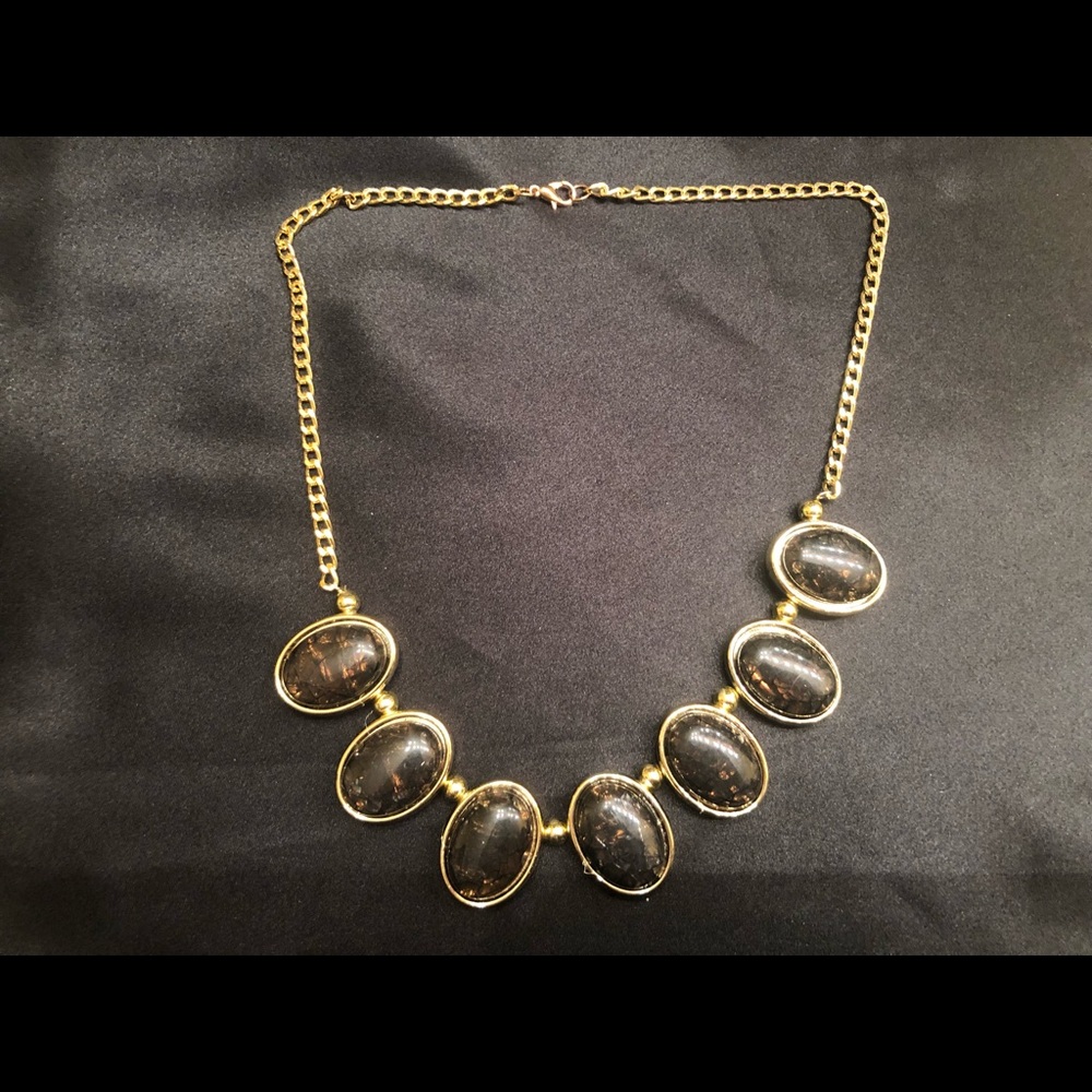 *6 for $10!* Brown Glittery Crackle Large Gem Crystal Statement Necklace